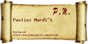 Pavlisz Marót névjegykártya